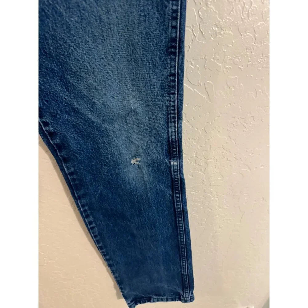 Y Wrangler Dark Wash Distressed Style Straight Leg Jeans